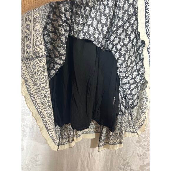 Free People Mini Dress Small PETITE Black Blue Flare Sleeve Fringe Heart of Gold - Picture 7 of 12